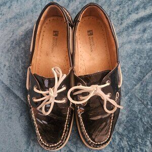 White Mountain Headsail Loafer Boat Deck Shoe Black Patent Leather Womens 10